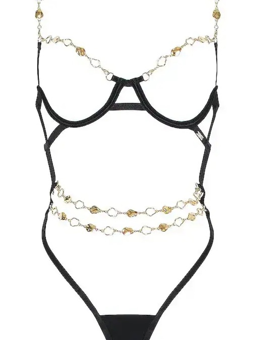 Bluebella Azalea Open Wired Body Harness in black and gold sz- Large